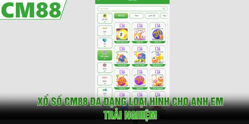 Xổ số CM88 đa dạng loại hình cho anh em thỏa thích trải nghiệm